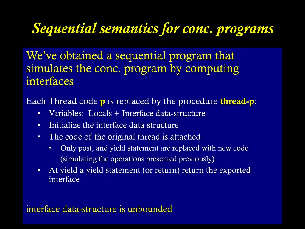 sequential semantics for conc programs