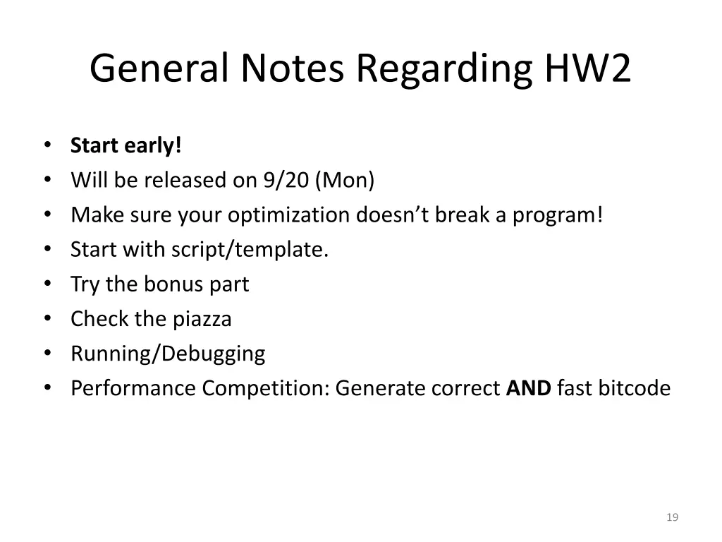 general notes regarding hw2