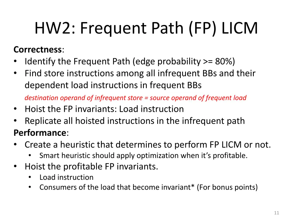 hw2 frequent path fp licm