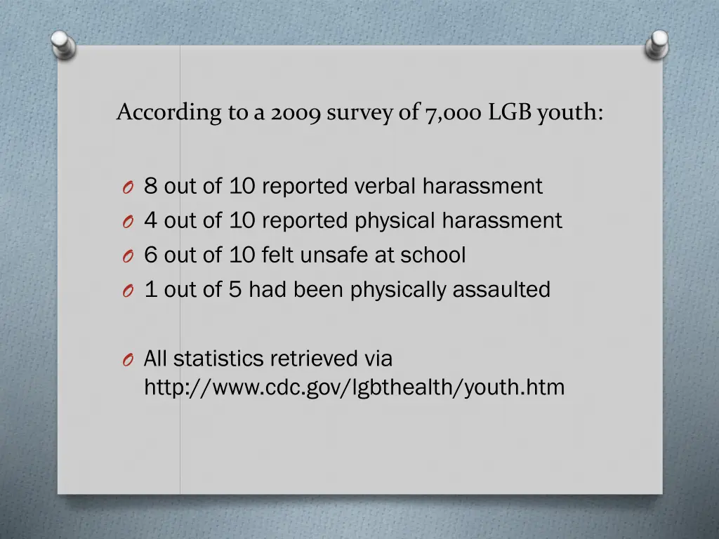 according to a 2009 survey of 7 000 lgb youth