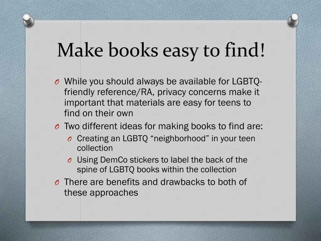 make books easy to find