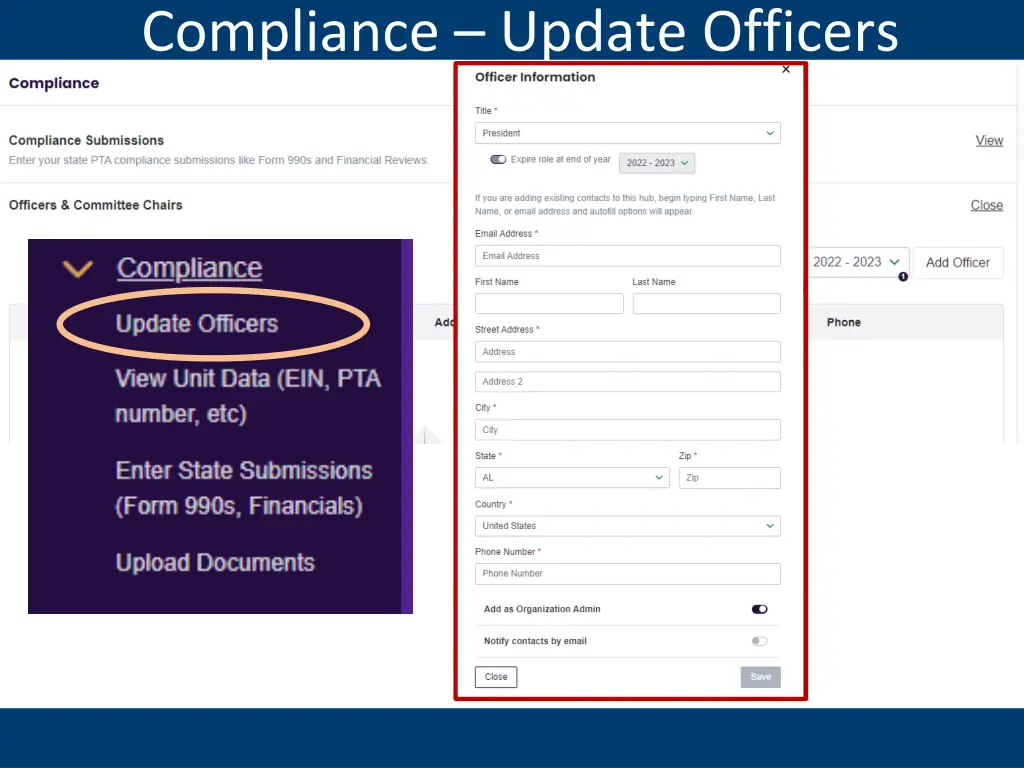 compliance update officers