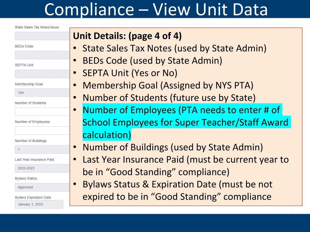 compliance view unit data 3