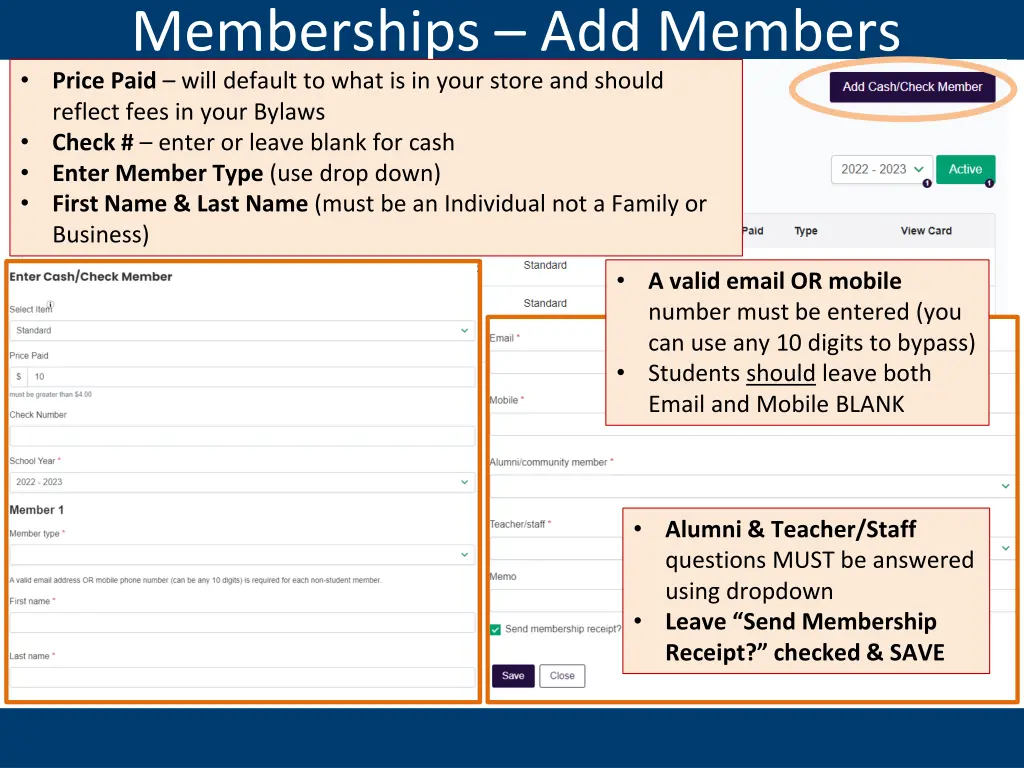 memberships add members price paid will default