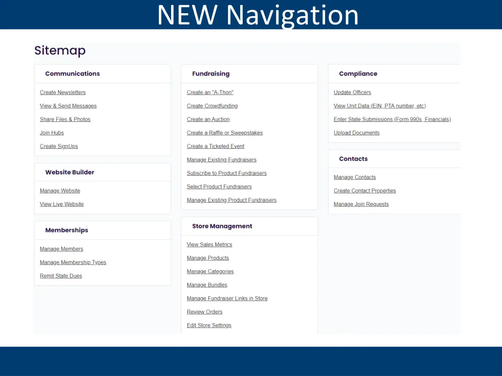 new navigation