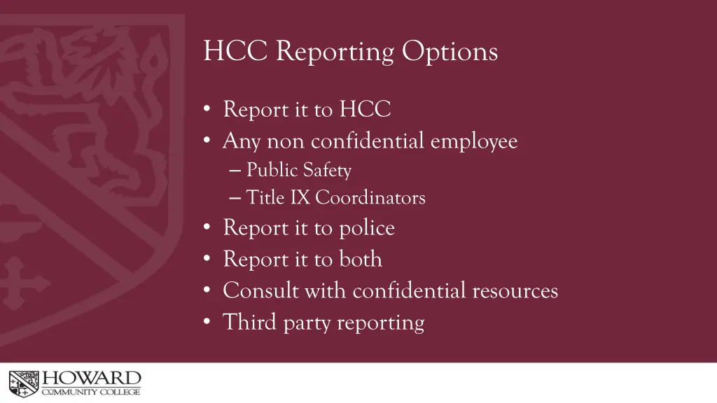 hcc reporting options