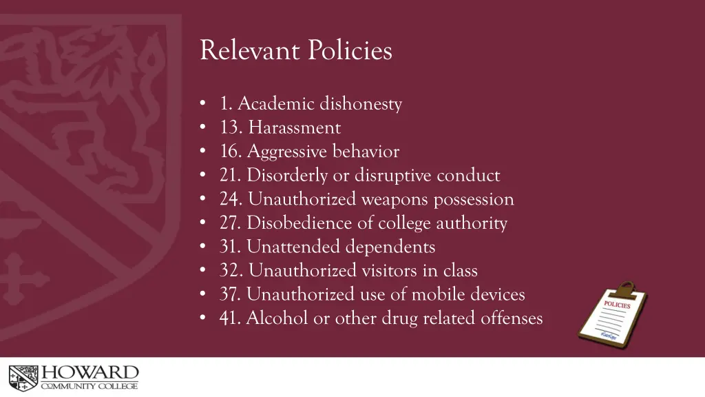 relevant policies