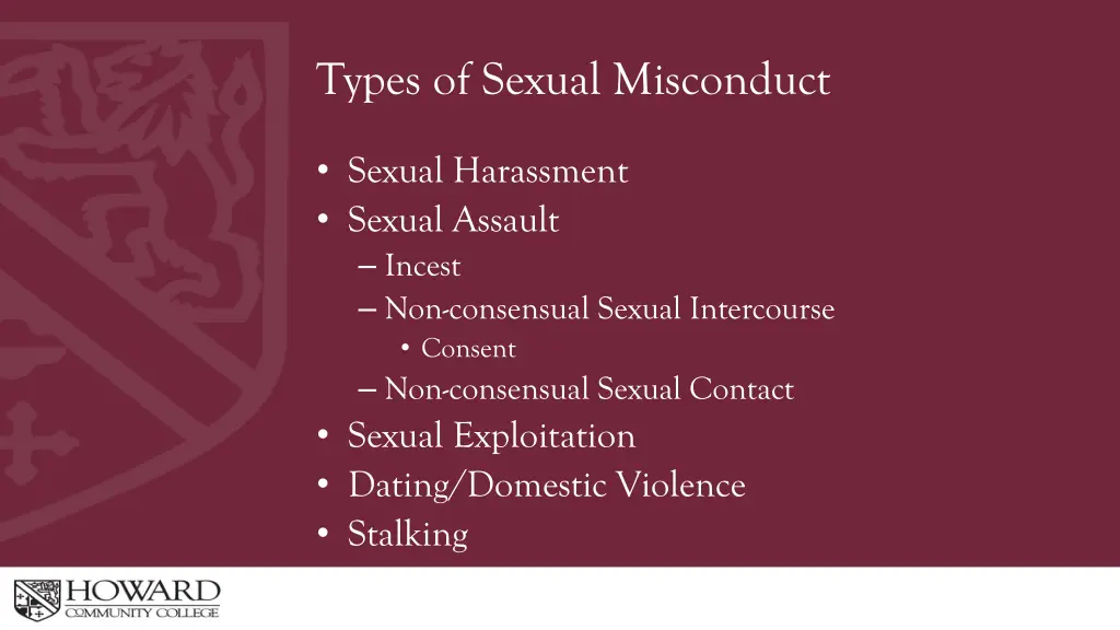 types of sexual misconduct