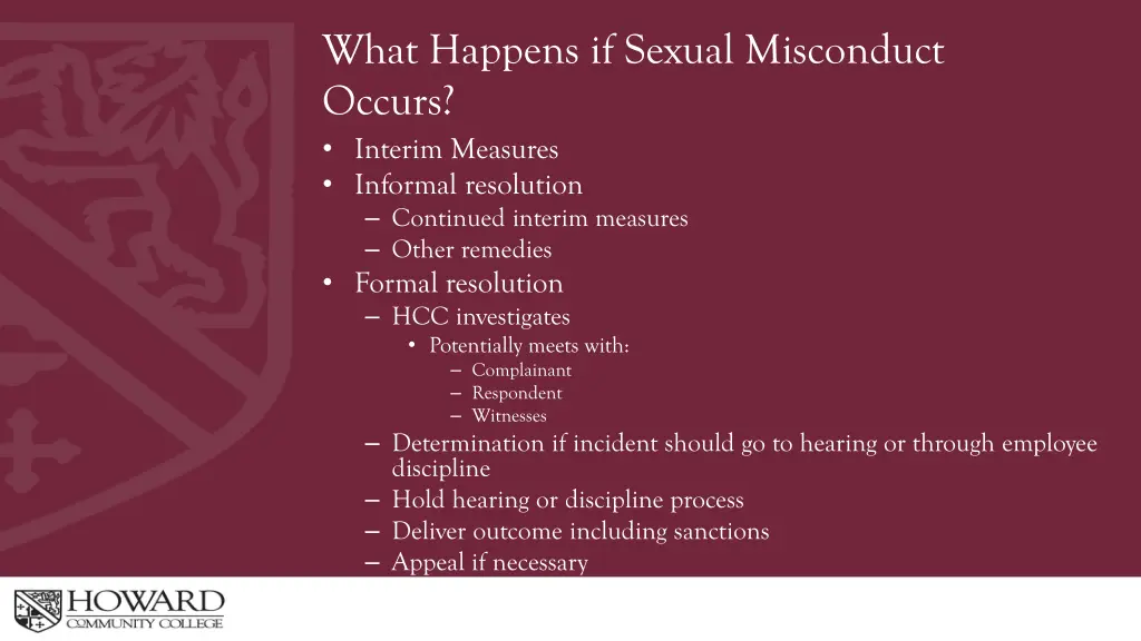 what happens if sexual misconduct occurs interim