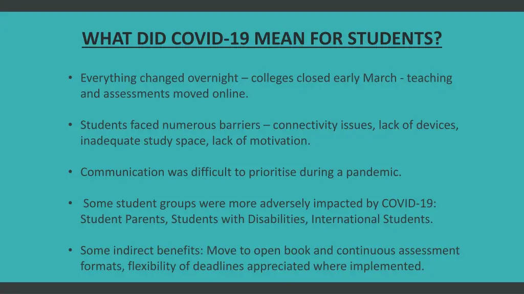 what did covid 19 mean for students