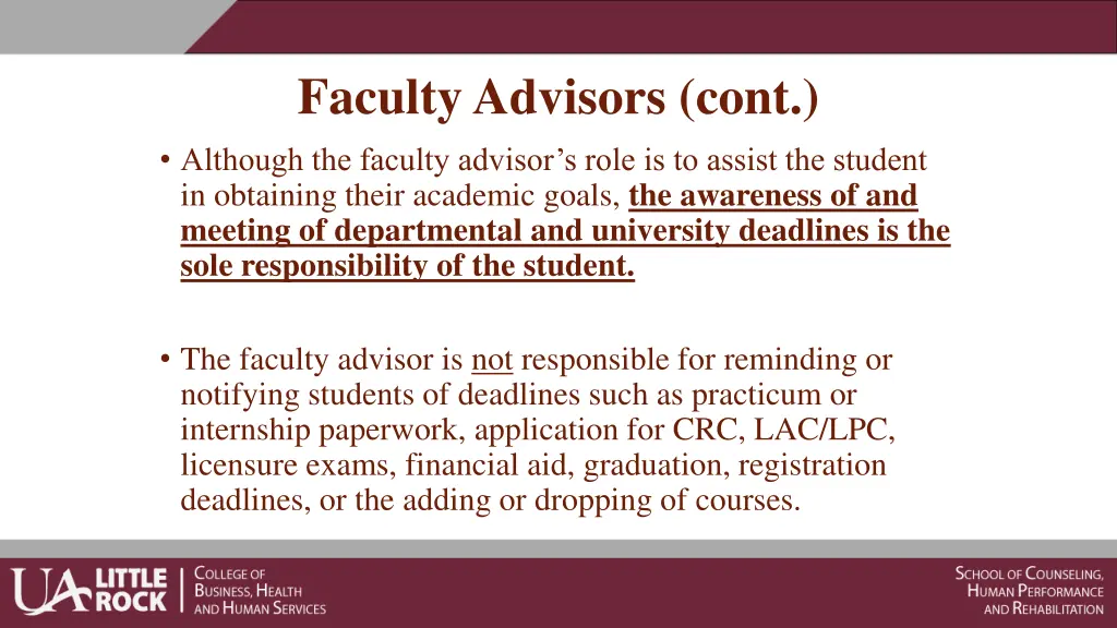 faculty advisors cont although the faculty