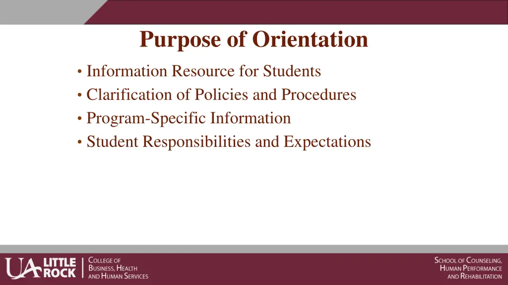 purpose of orientation