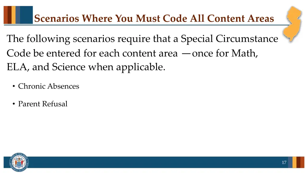 scenarios where you must code all content areas