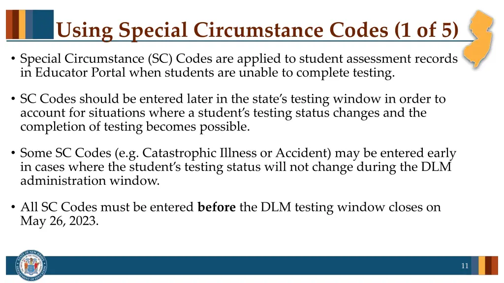 using special circumstance codes 1 of 5