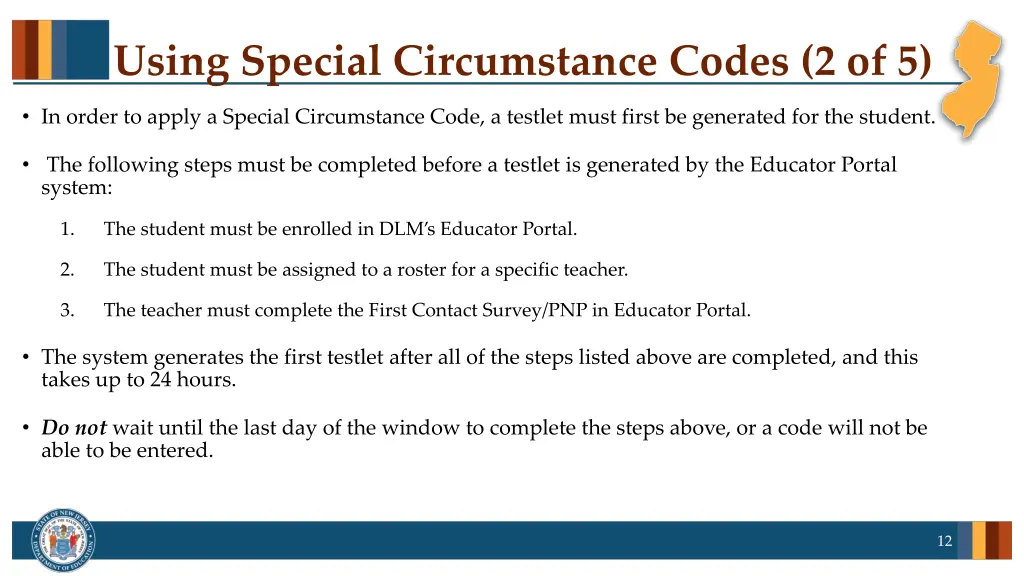 using special circumstance codes 2 of 5