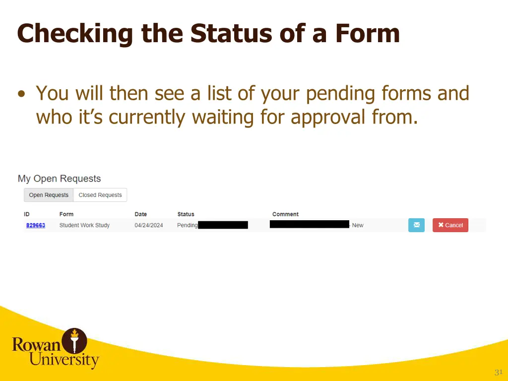 checking the status of a form