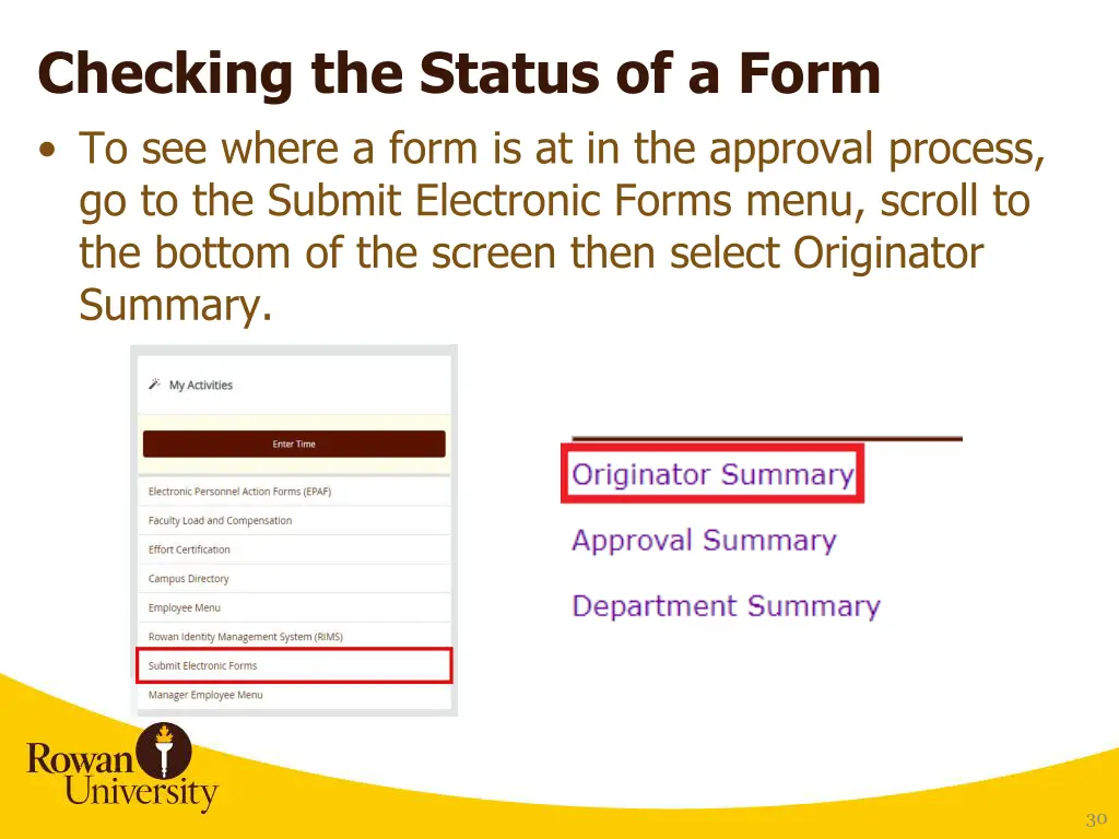 checking the status of a form to see where a form