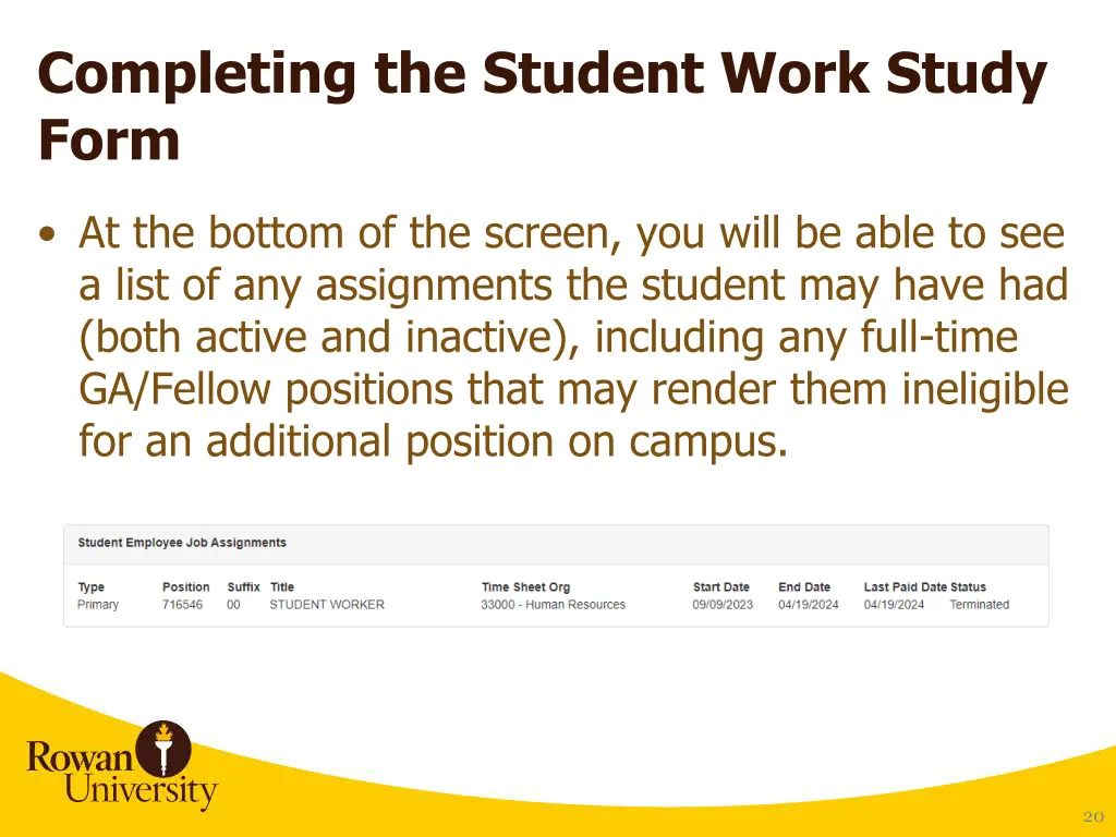 completing the student work study form 1