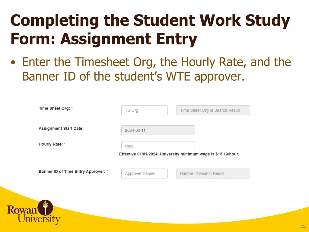 completing the student work study form assignment 1