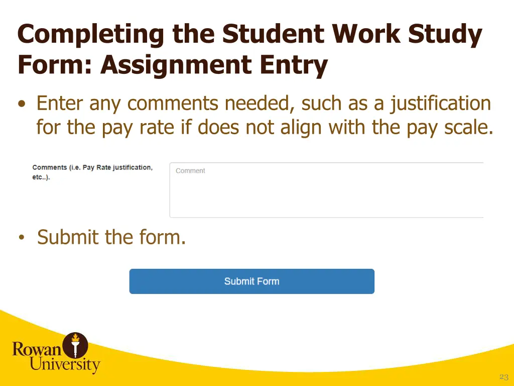 completing the student work study form assignment 2