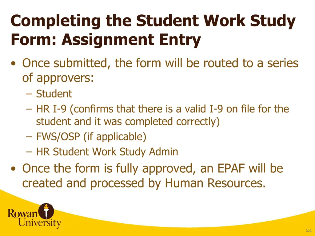 completing the student work study form assignment 3