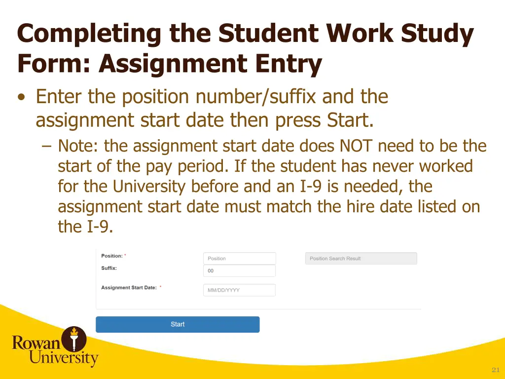 completing the student work study form assignment