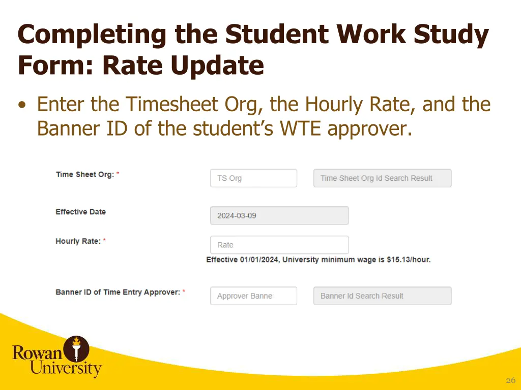 completing the student work study form rate update 1