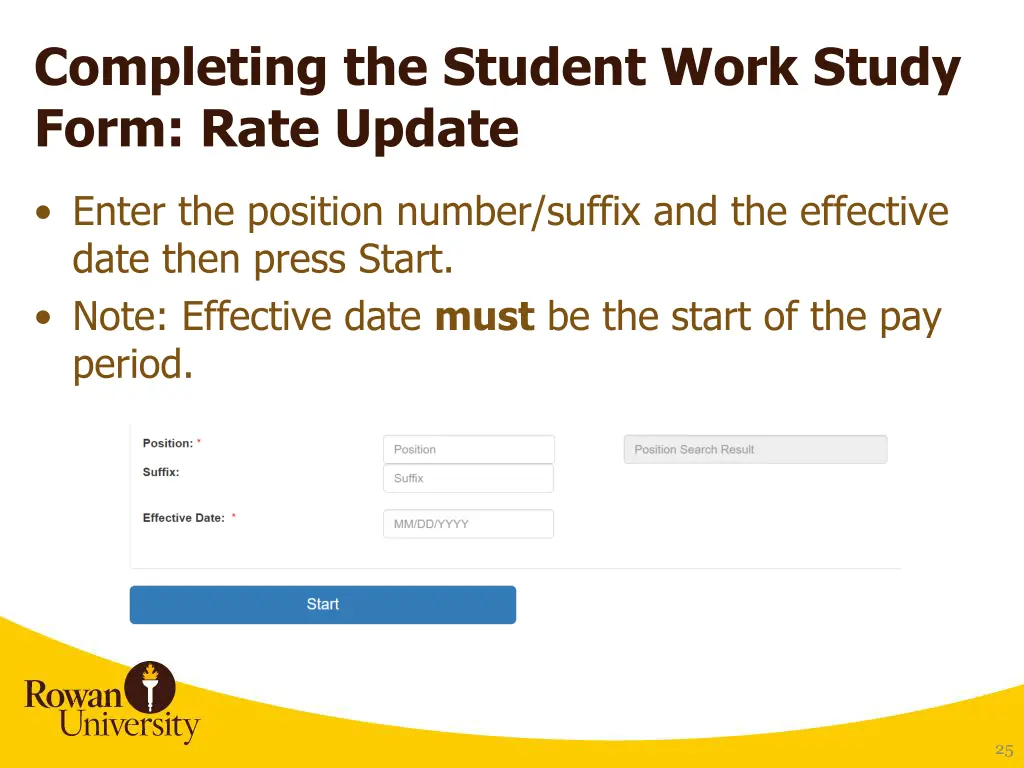 completing the student work study form rate update