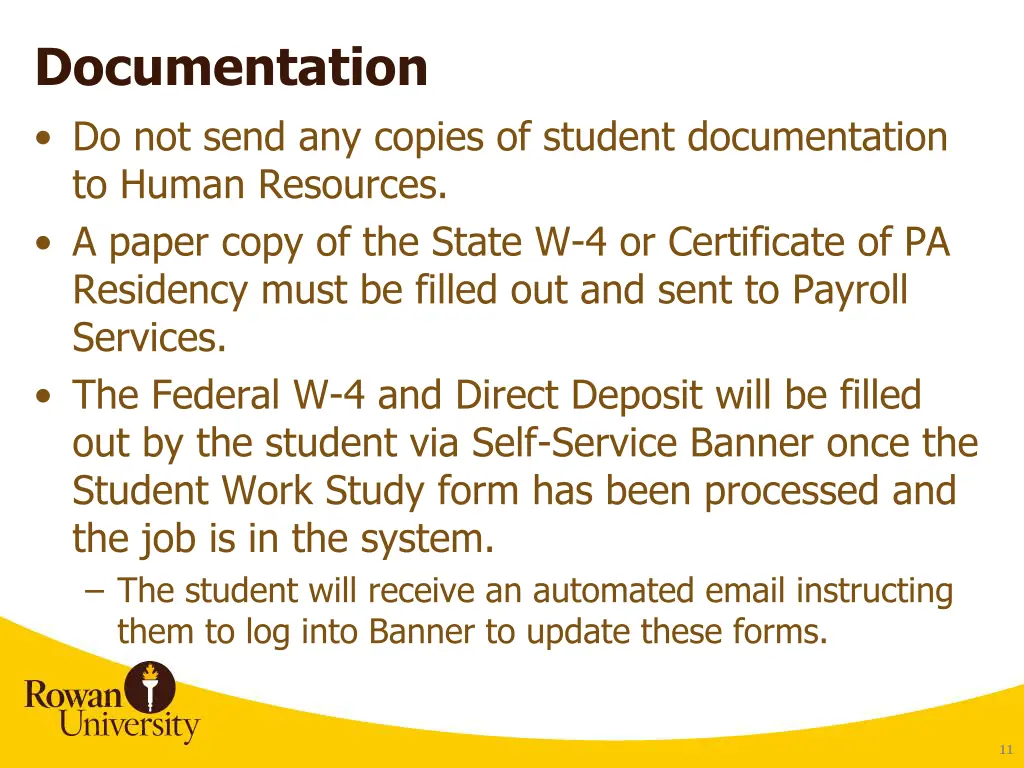 documentation do not send any copies of student