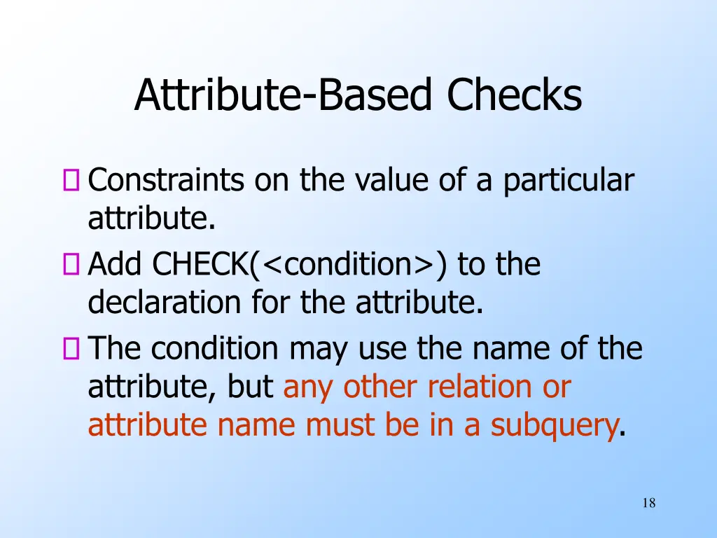 attribute based checks