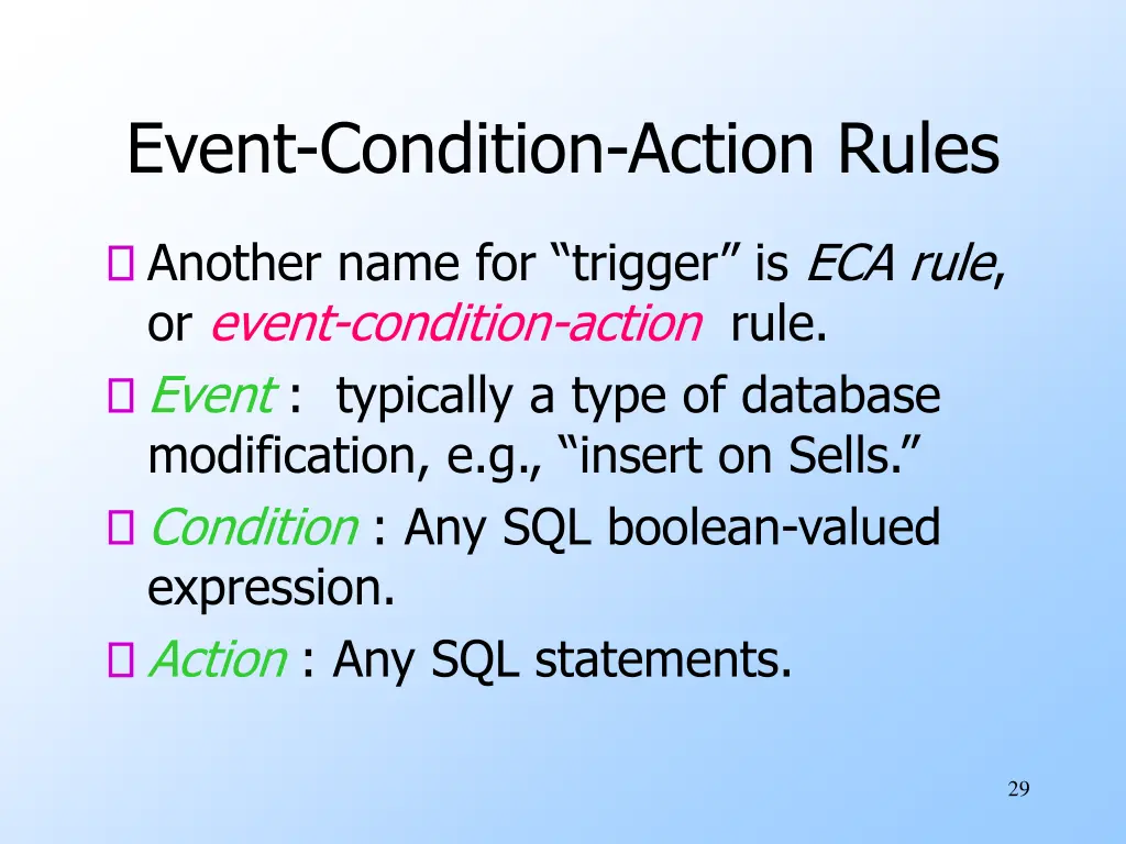 event condition action rules