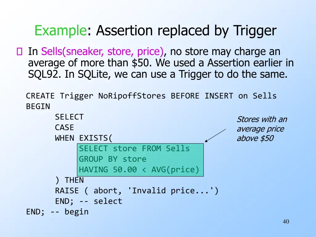 example assertion replaced by trigger