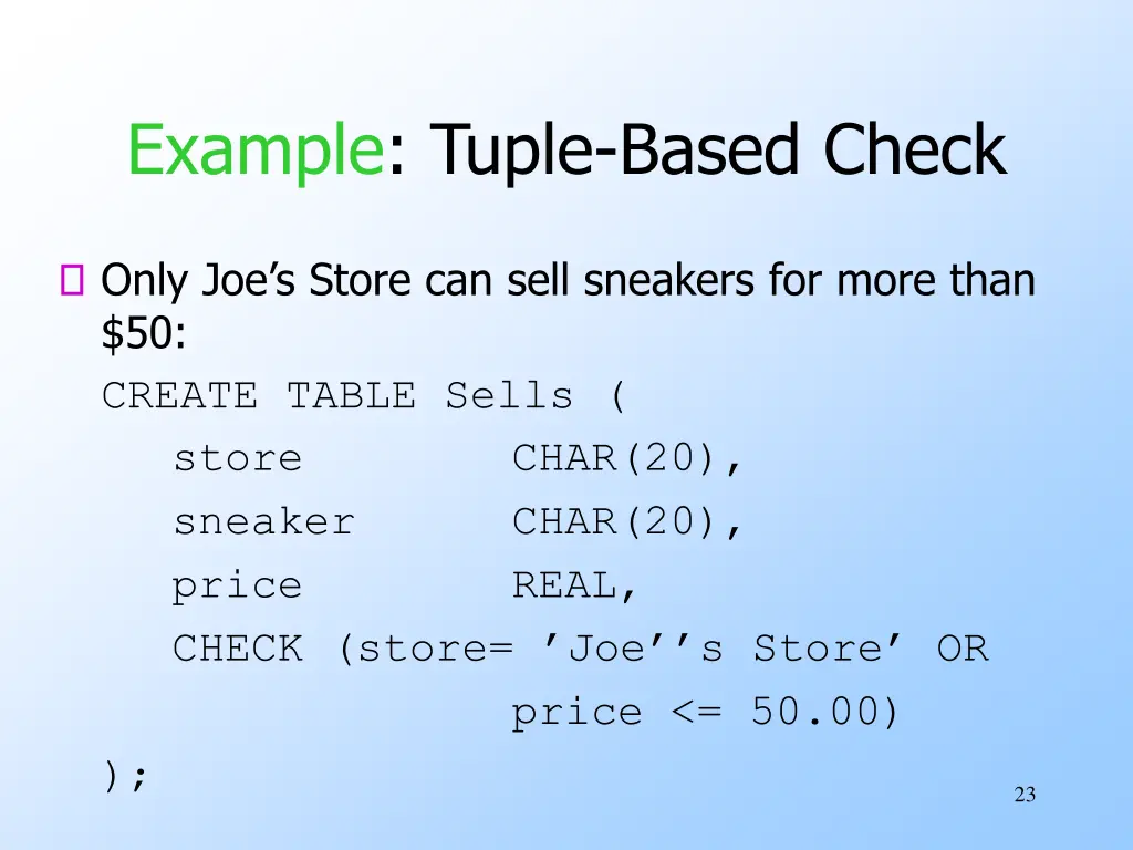 example tuple based check