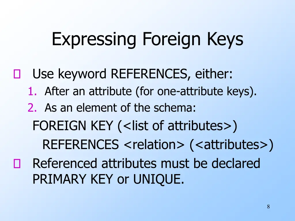 expressing foreign keys