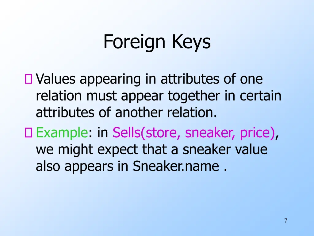 foreign keys