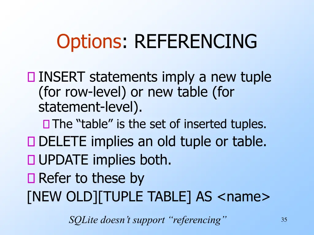 options referencing