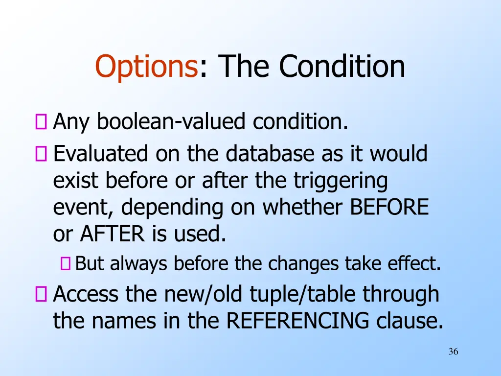 options the condition