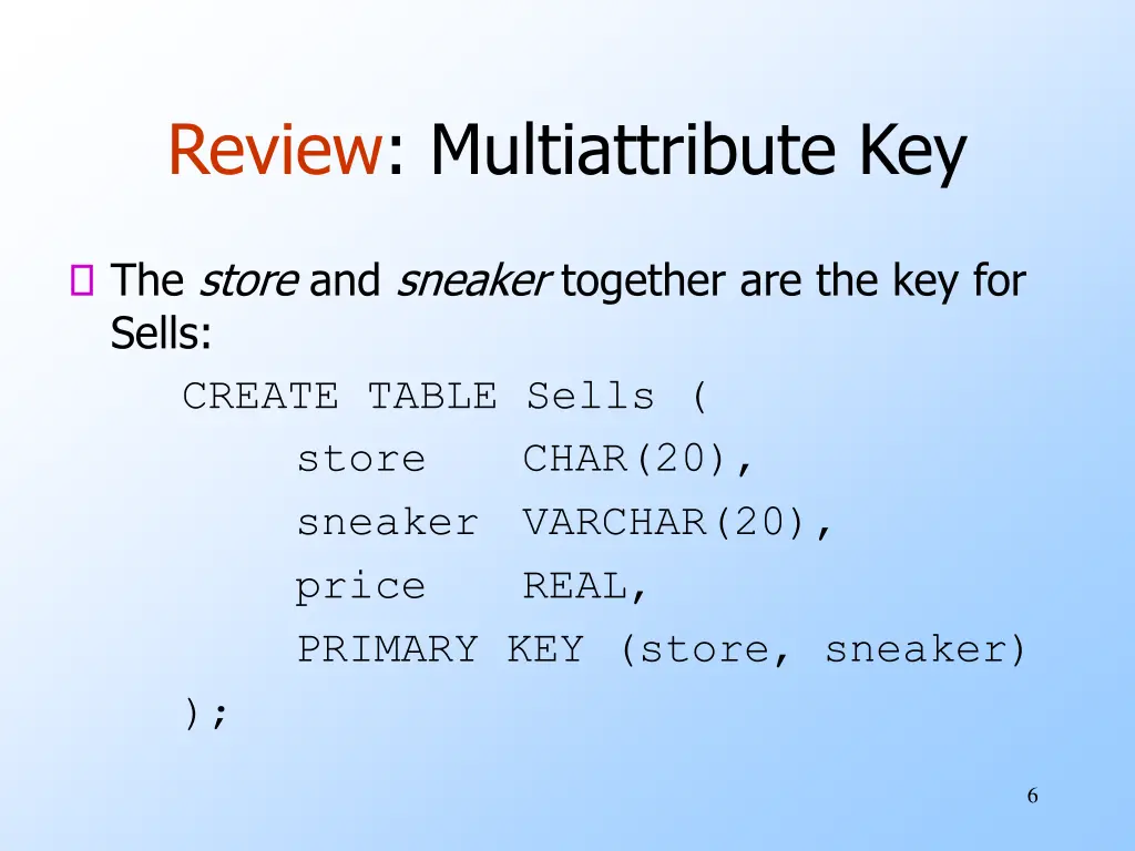 review multiattribute key