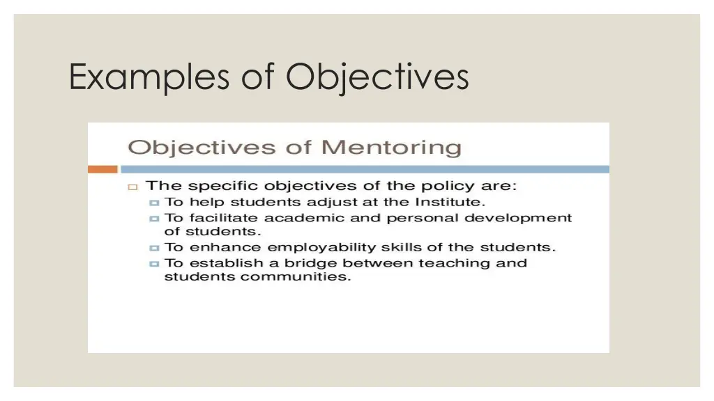 examples of objectives