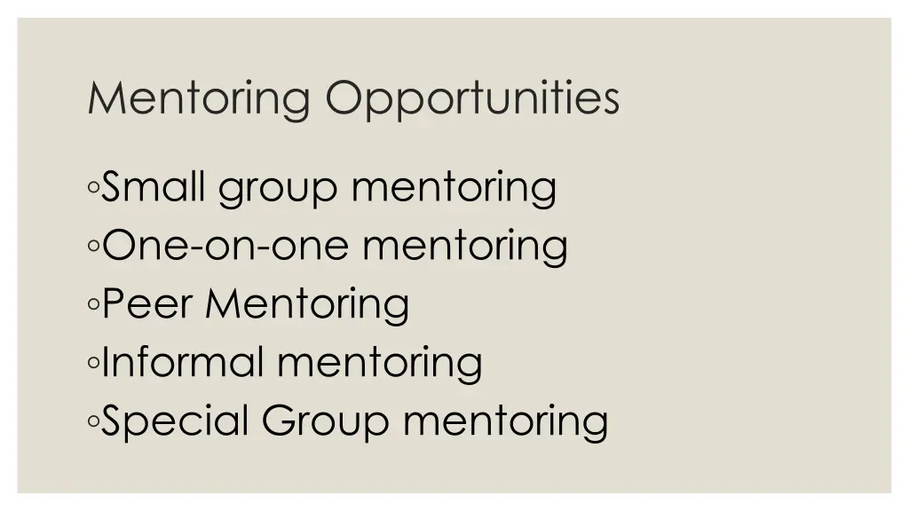 mentoring opportunities