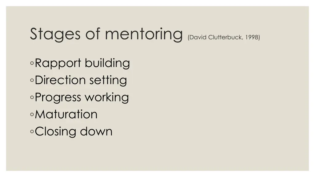 stages of mentoring david clutterbuck 1998