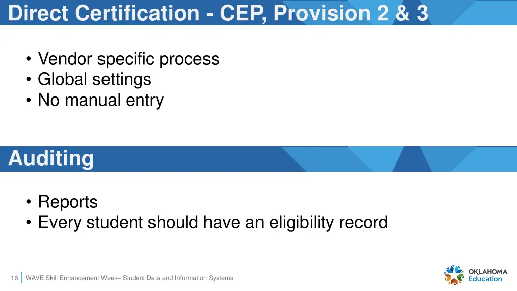 direct certification cep provision 2 3