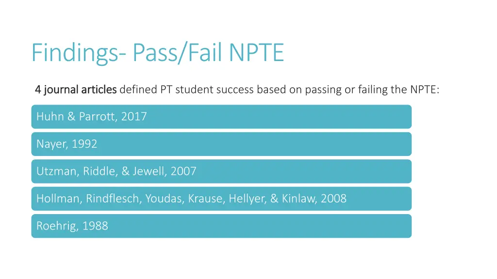 findings pass fail npte