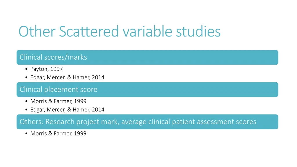 other scattered variable studies