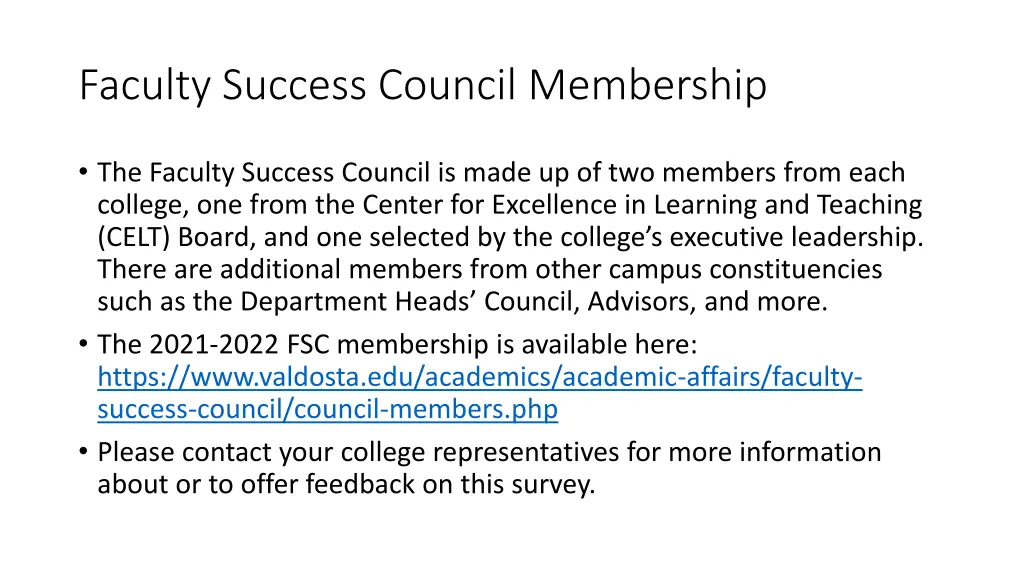 faculty success council membership