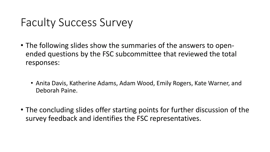 faculty success survey