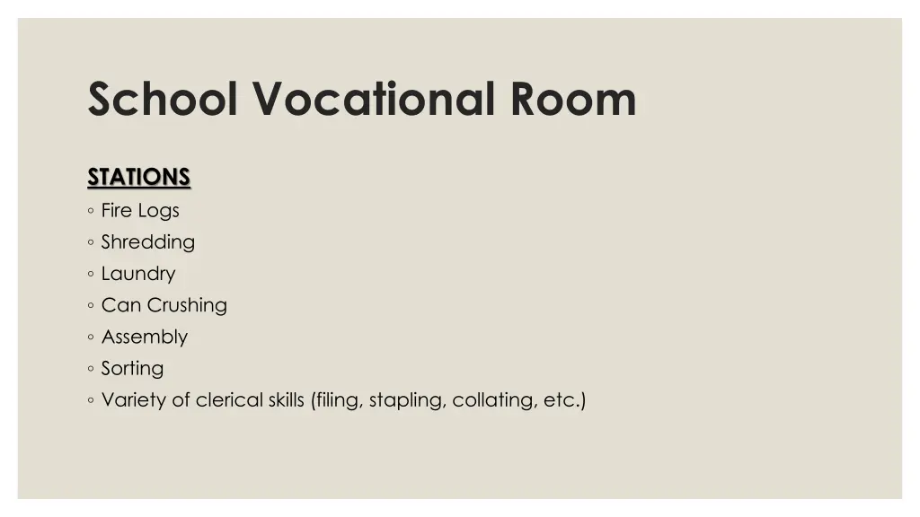 school vocational room