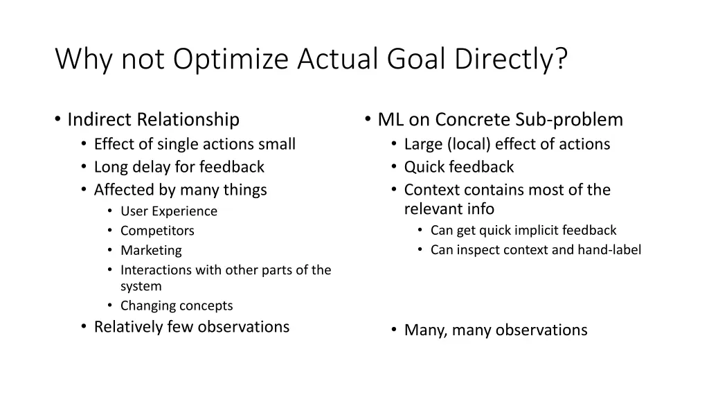 why not optimize actual goal directly