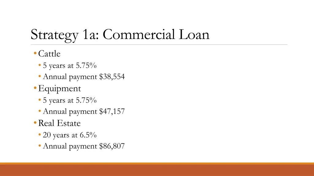 strategy 1a commercial loan cattle 5 years