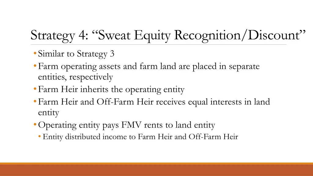 strategy 4 sweat equity recognition discount